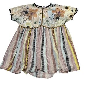 Conditions Apply Top‎ Womens XS Mixed Floral Crochet Flowy Blouse Boho Hippie